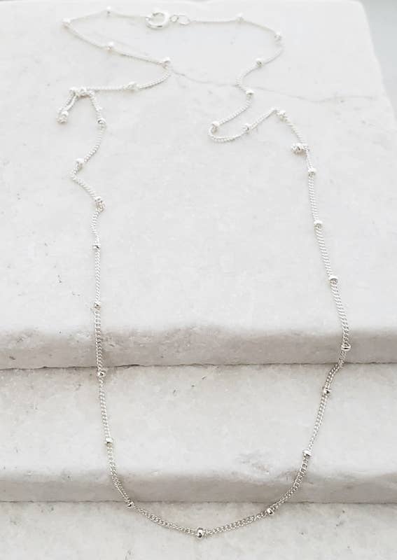 18" Sterling Silver Satellite Beaded Chain