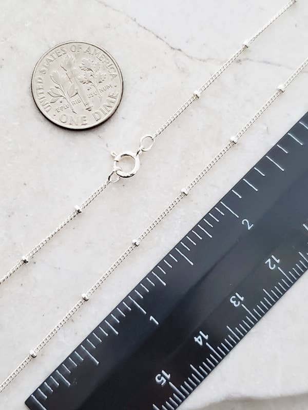 18" Sterling Silver Satellite Beaded Chain