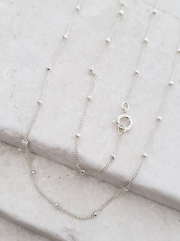 18" Sterling Silver Satellite Beaded Chain