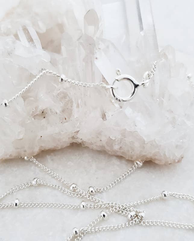 18" Sterling Silver Satellite Beaded Chain