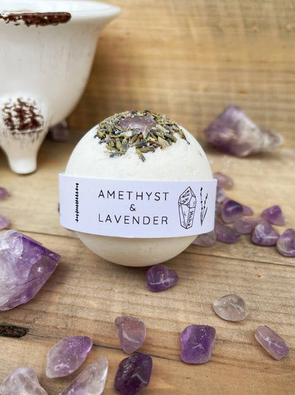 Amethyst & Lavender Bath Bombs: Large 3" diameter