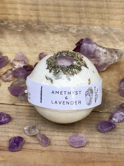 Amethyst & Lavender Bath Bombs: Large 3" diameter