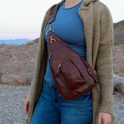 Hailey Sling Cross Body Bag | Saddle