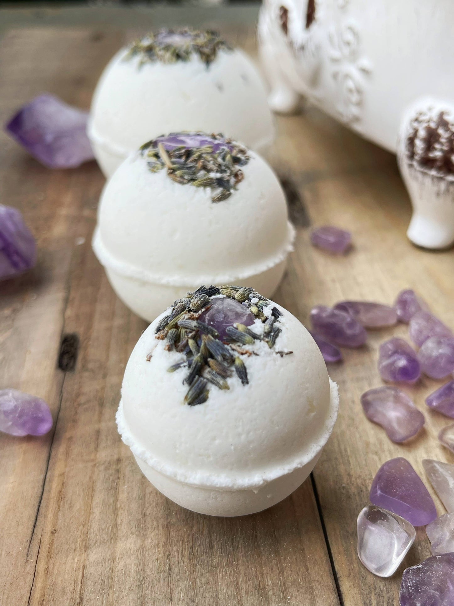 Amethyst & Lavender Bath Bombs: Large 3" diameter