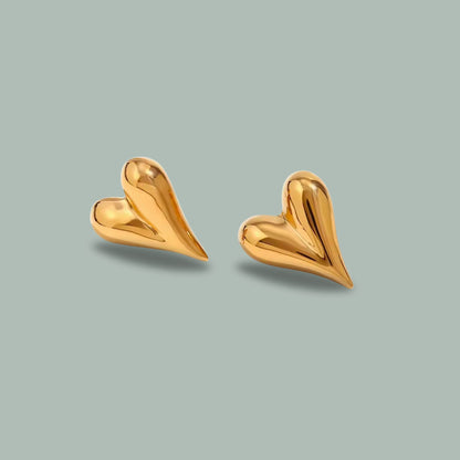 Gold Bubble Heart Earrings Waterproof