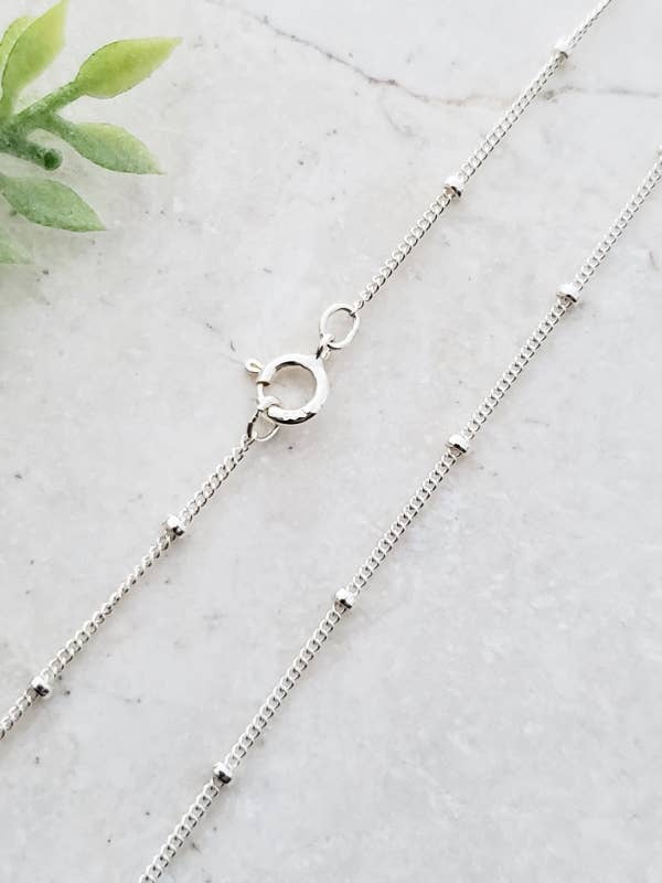 18" Sterling Silver Satellite Beaded Chain
